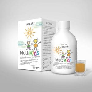 LipoCell MultiKids flytande kosttillskott med persikasmak (250 ml)